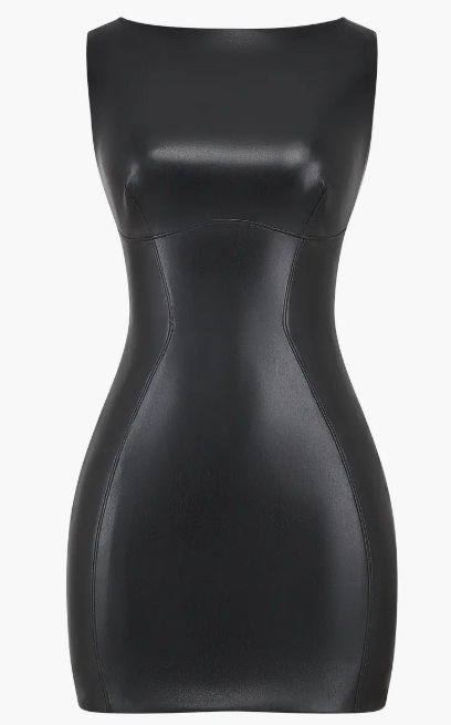 House of CB Leola Black Vegan Leather Mini Dress photo 2