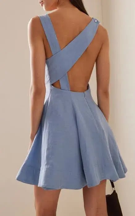 Aje Liberty Asym Mini Dress Blue Size AU 8 photo 4