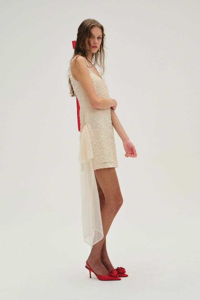 For Love and Lemons Frosted Organza Mini Dress - Cream photo 2