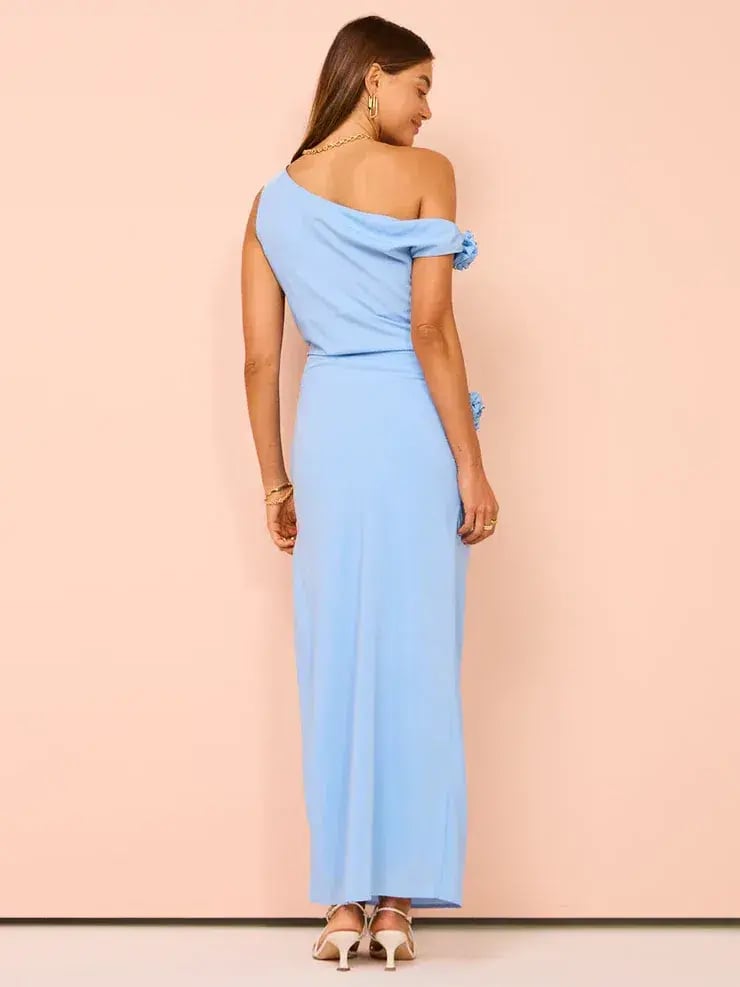 Issy Off Shoulder Flower Maxi Dress In Blue Size AU 12 photo 6