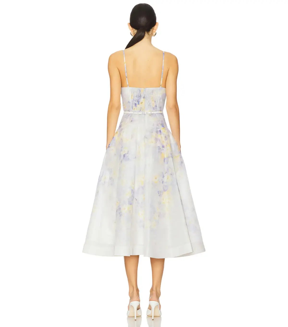 Zimmermann Crush Twist Front Midi Dress Lilac Floral Size AU 10 photo 2