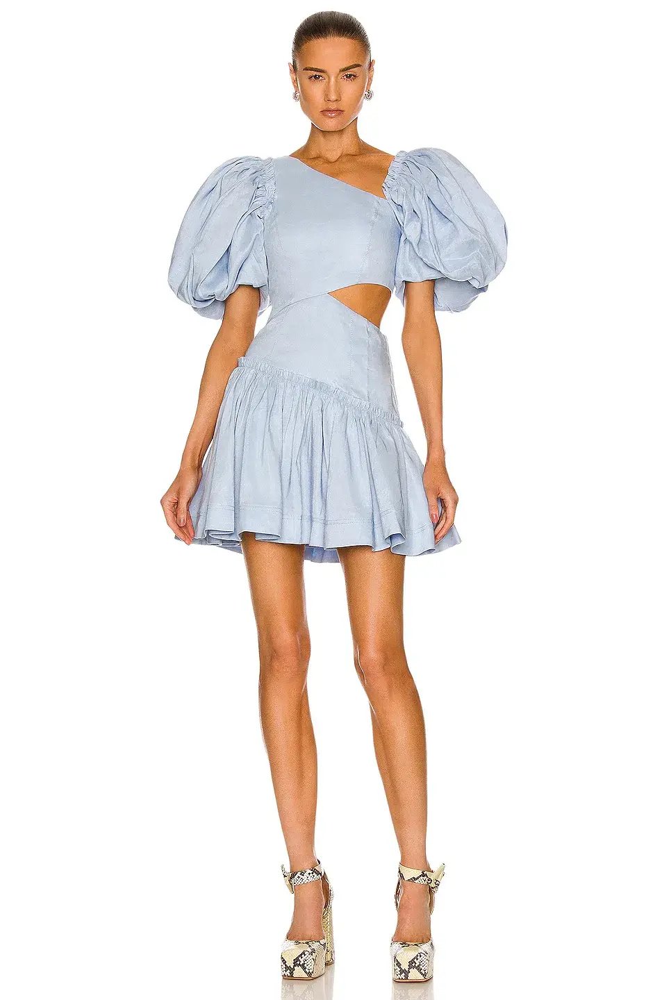 Aje Chateau Cut Out Mini Dress in Sky Blue Size 8 photo 5