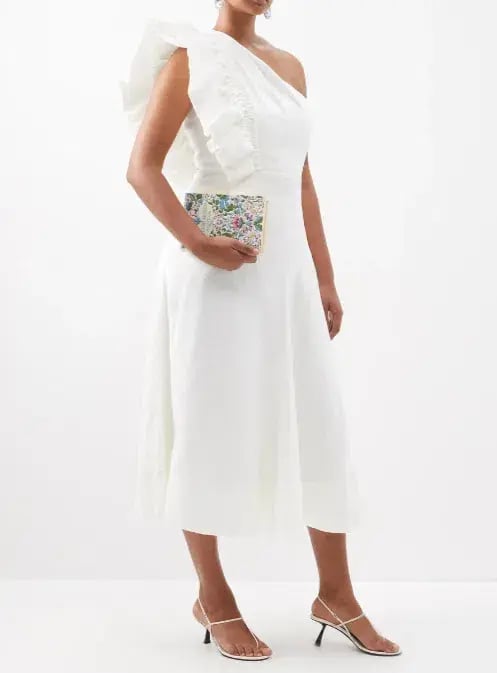Aje Bonjour Asymmetric Ruffled Dress White Size AU 8 photo 2