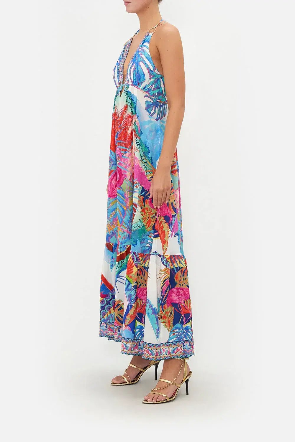 Camilla Flamenco Flamingo Tiered Dress with Hardware Size 14/L photo 5