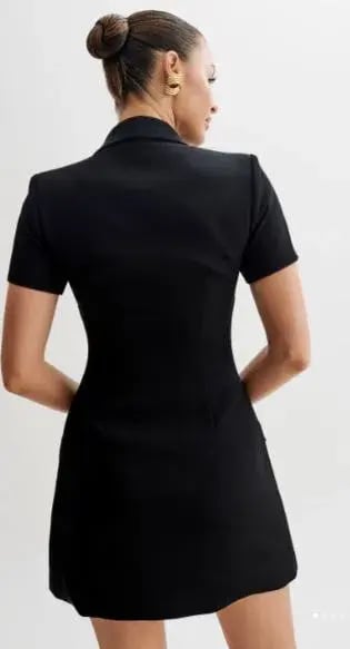 Meshki Paolina Collared Suiting Mini Dress Black Size 4 photo 2