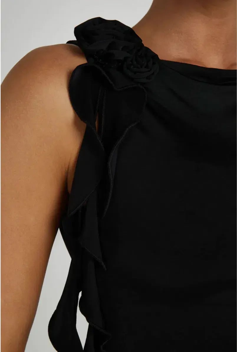Meshki Jeanine Cowl Back Maxi Skirt and Top Set Black Size 6 photo 4