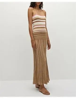 Faithfull The Brand ESENIA KNIT DRESS Brown Size 10 photo 3