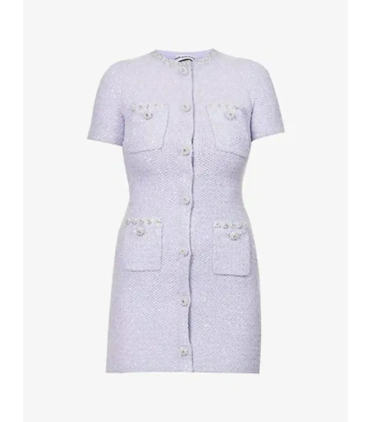 Self Portrait Embellished Tweed Mini Dress Lilac Size AU 8 photo 5