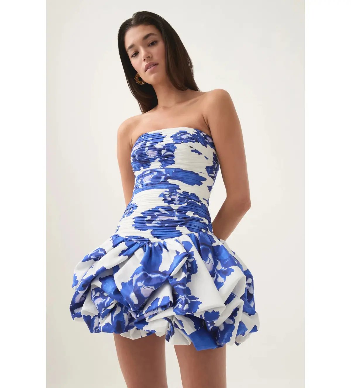 Aje Bubble Mini Dress Boldly Blooming Cobalt Size 8 photo 2