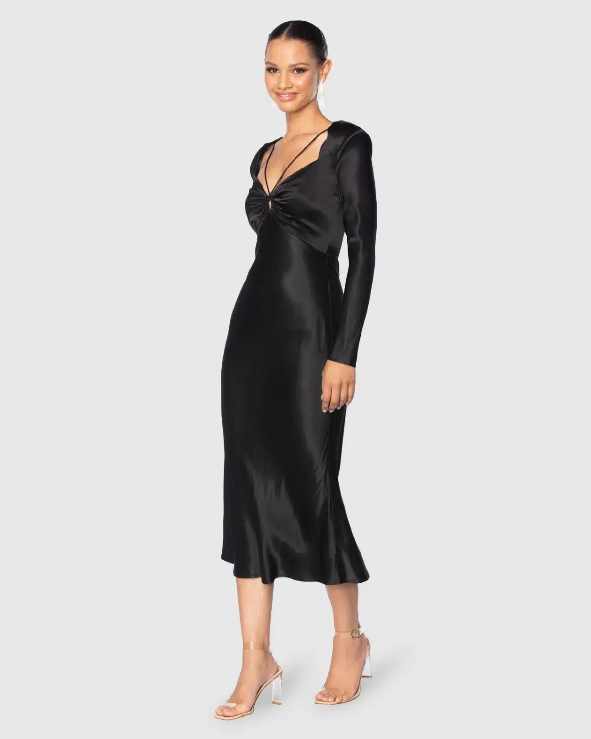 Azzurielle Fondi Midi Dress Black Size 8 photo 3