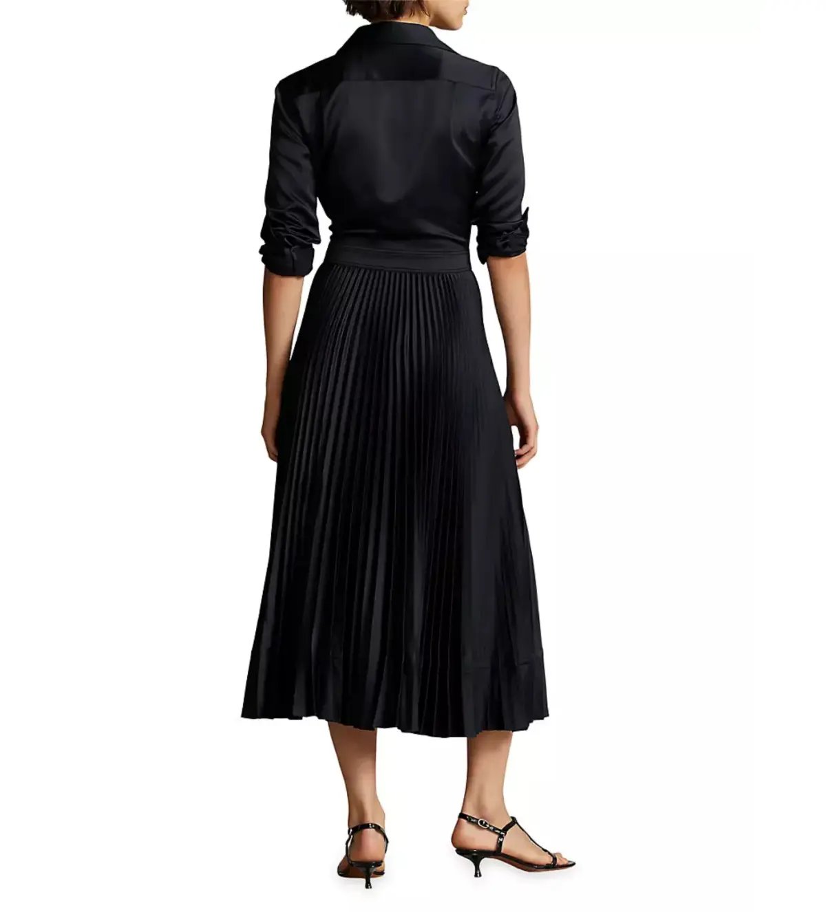 Polo Ralph Lauren Koa Charmeuse Pleated Shirtdress Navy Size S/Au 6 photo 3