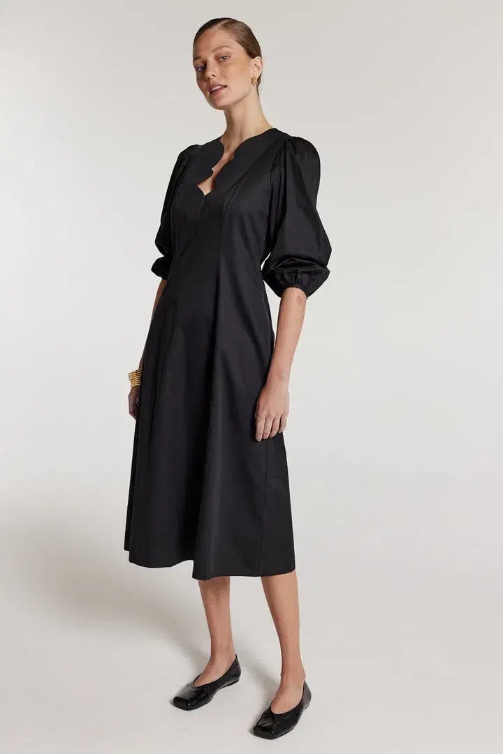 Perri Cutten Eloise Midi Dress Black Size AU 12 photo 2