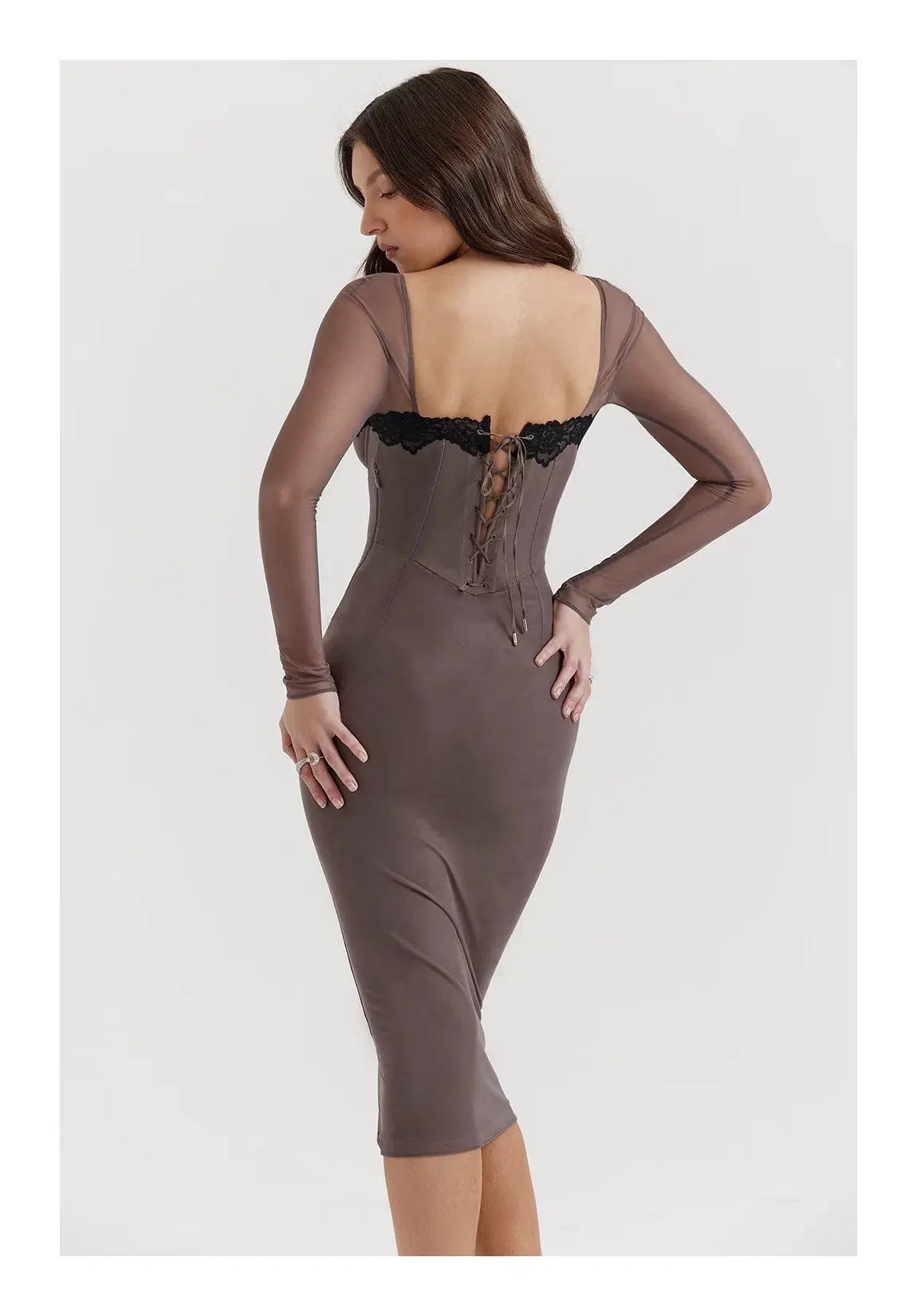 House of CB Seraphina Smoke Corset Dress Brown Size M/ AU 10 photo 3