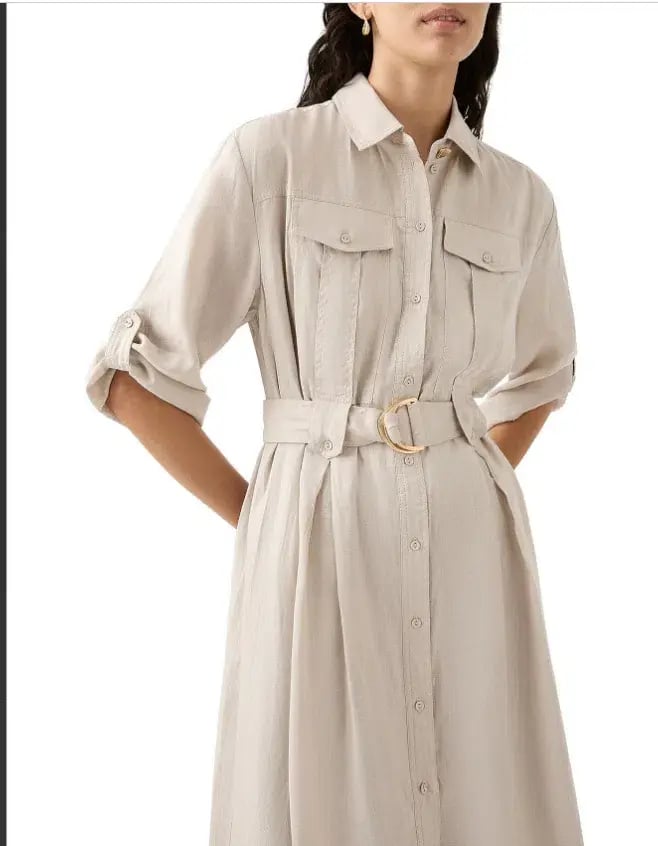 AJE Hope Midi Shirt Dress – colour sandstone beige size 8 photo 3