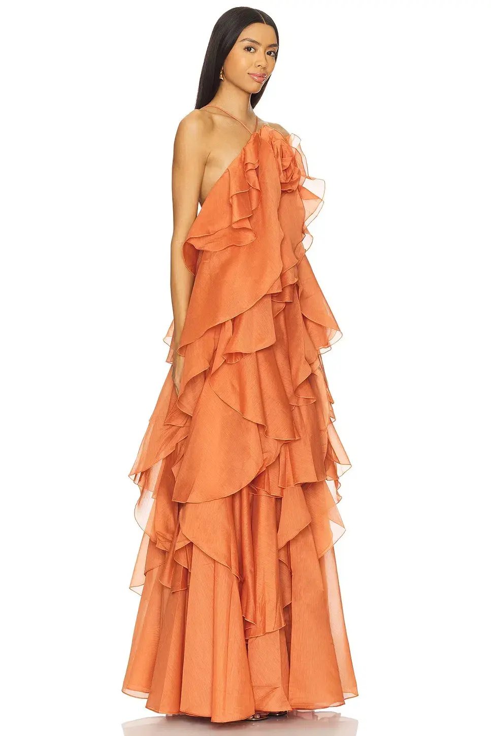 Aje Pandorea Layered Maxi Dress Coral Clay Size 6 photo 2