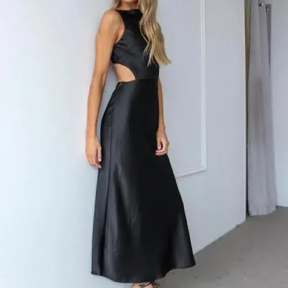 Bec & Bridge Seraphine Cut Out Midi Dress Black Size 8 photo 4