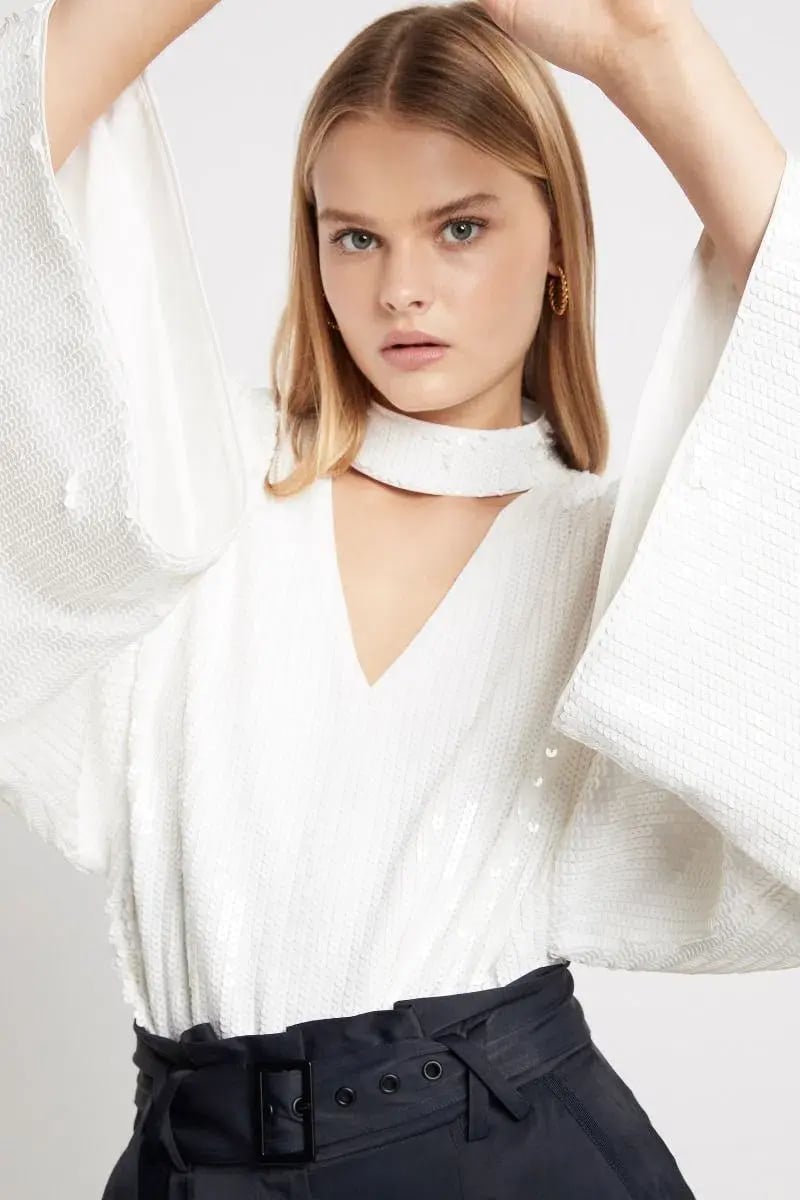 Sass and Bide Tell Me Tonight Top White Sequin Size 8 photo 4