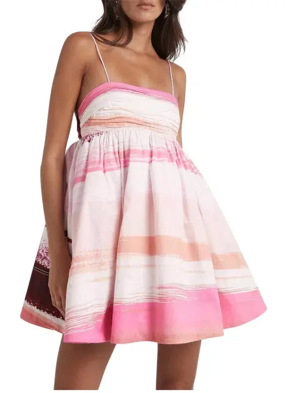 Aje Kasbah Sunset Stripe Ruched Bow Back Mini Dress Multi Size 6 photo 2