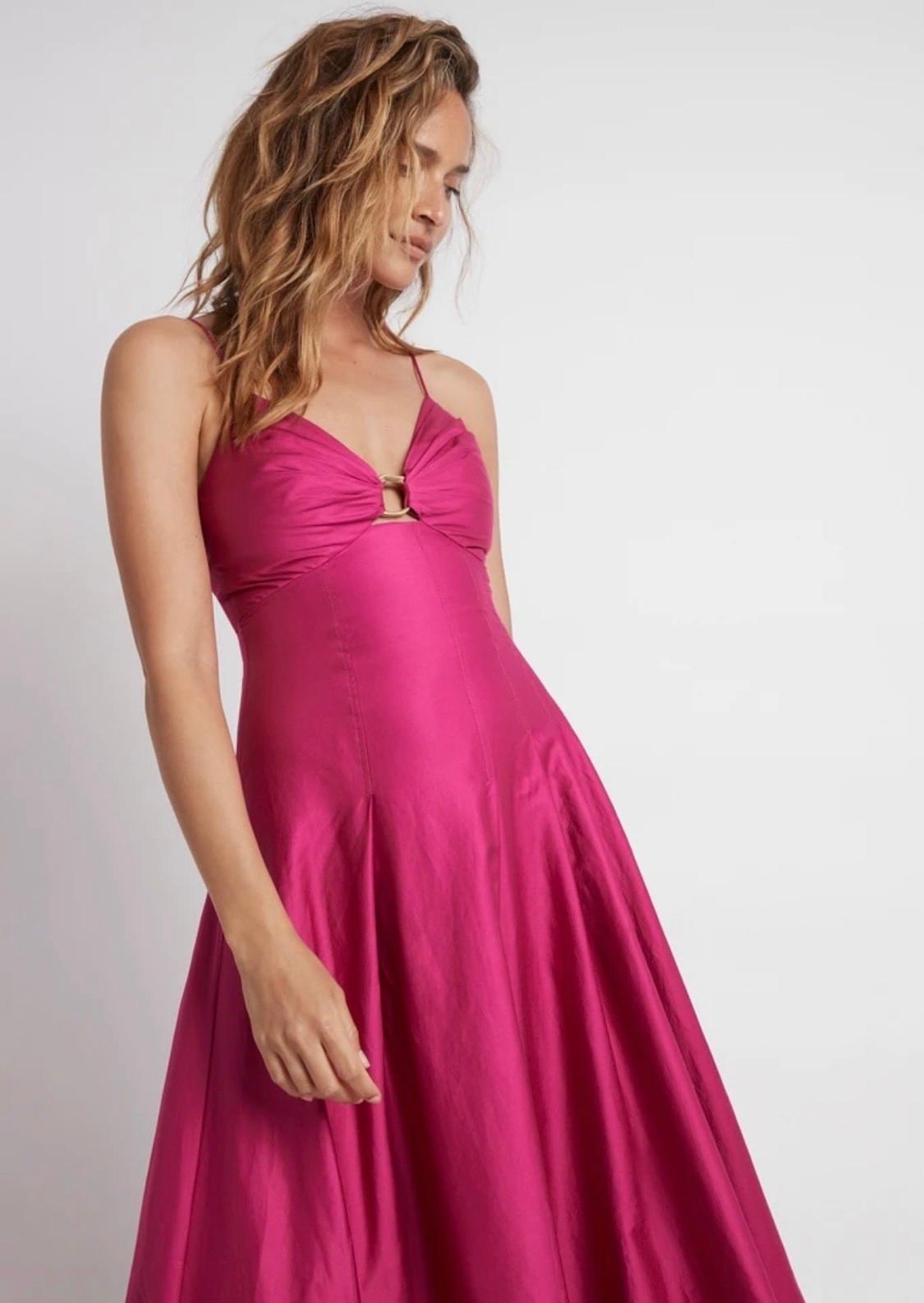 Aje Solstice Strappy Ring Midi Dress Fuchsia Size 8 photo 2
