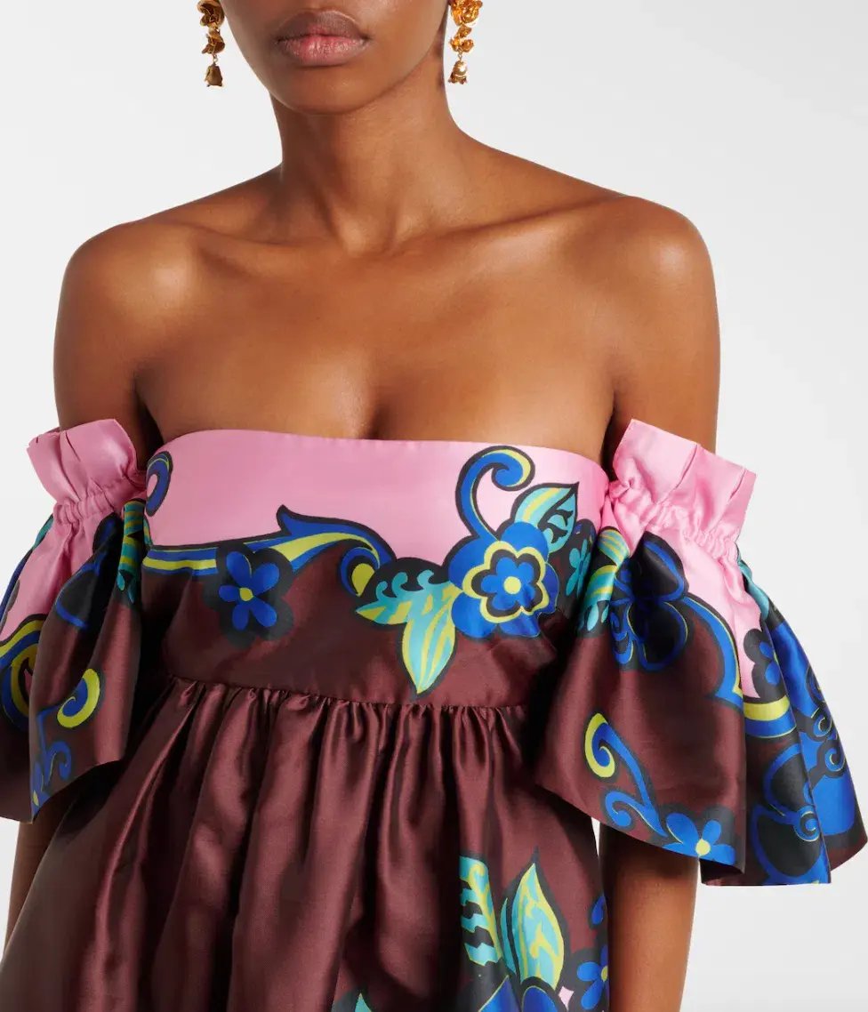 Alémais Azalea Off-shoulder Satin Midi Dress Floral Size AU 16 photo 3