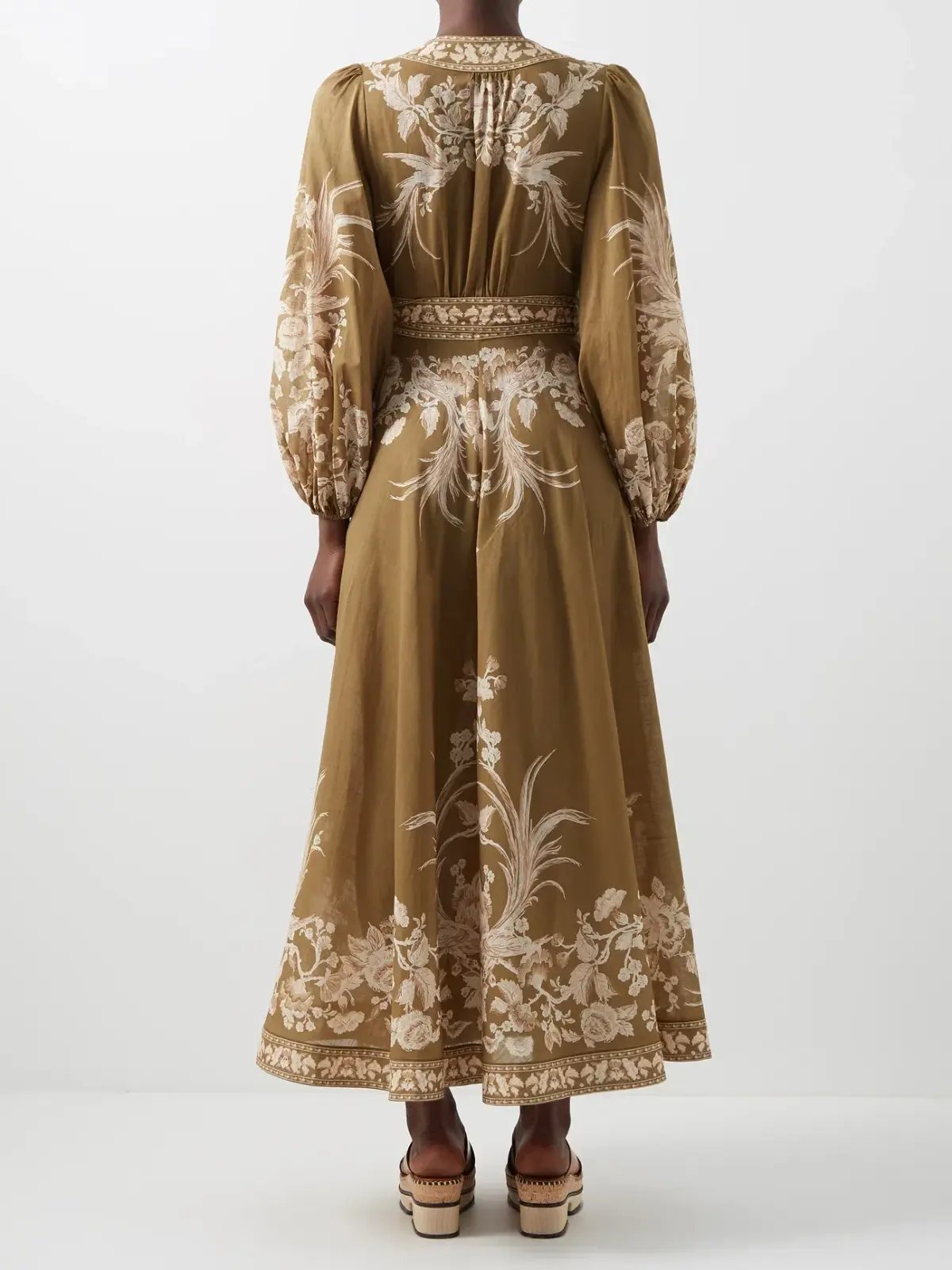 Zimmermann Anneke Avian print Cotton Voile Wrap Dress Brown Size 12 photo 2