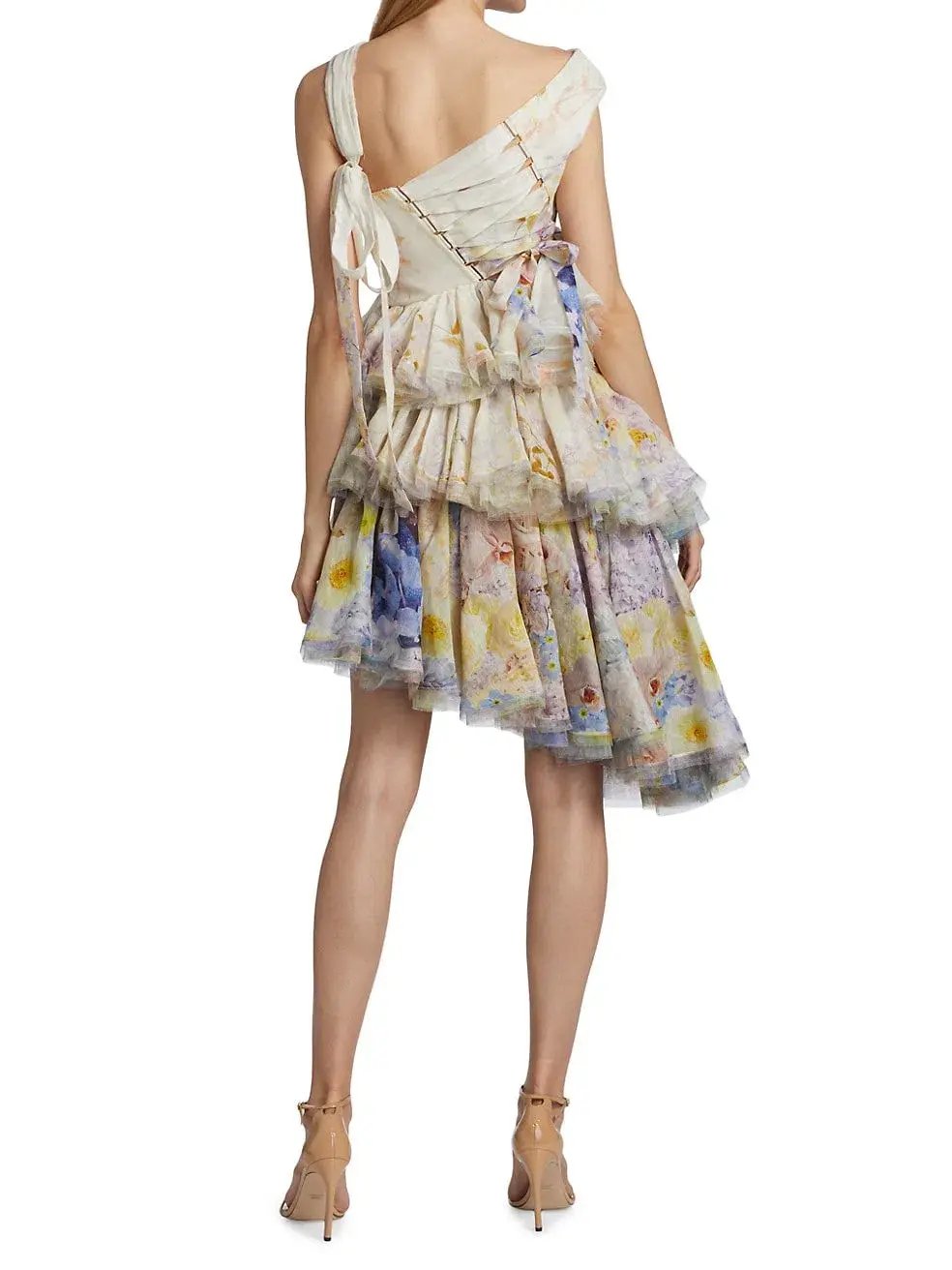 Zimmermann Rhythmic Asymmetric Mini Dress Citrus Garden Size 0P/Size 6 photo 3