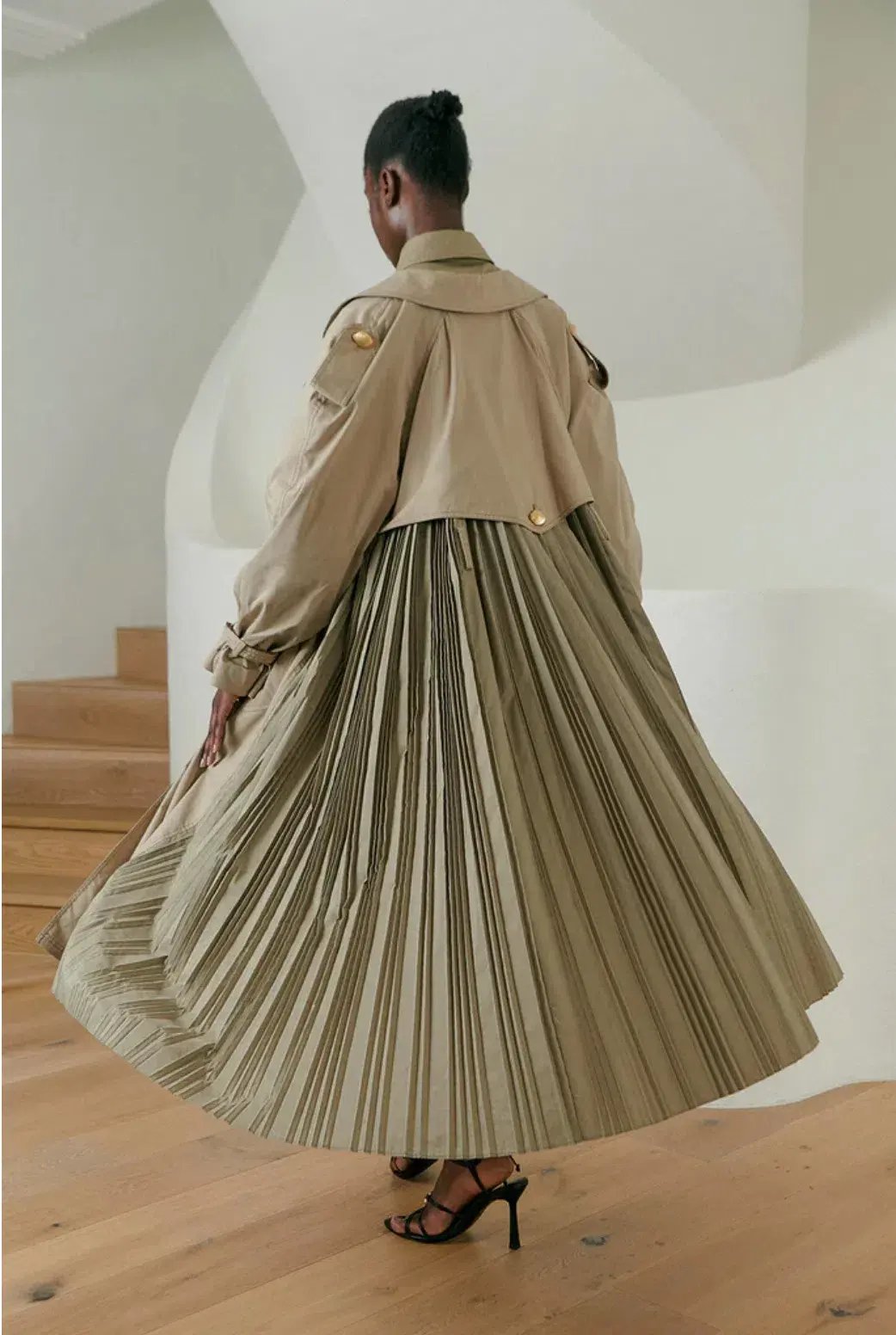 Aje Prima Pleat Trench Coat Desert Khaki Size 12 photo 4