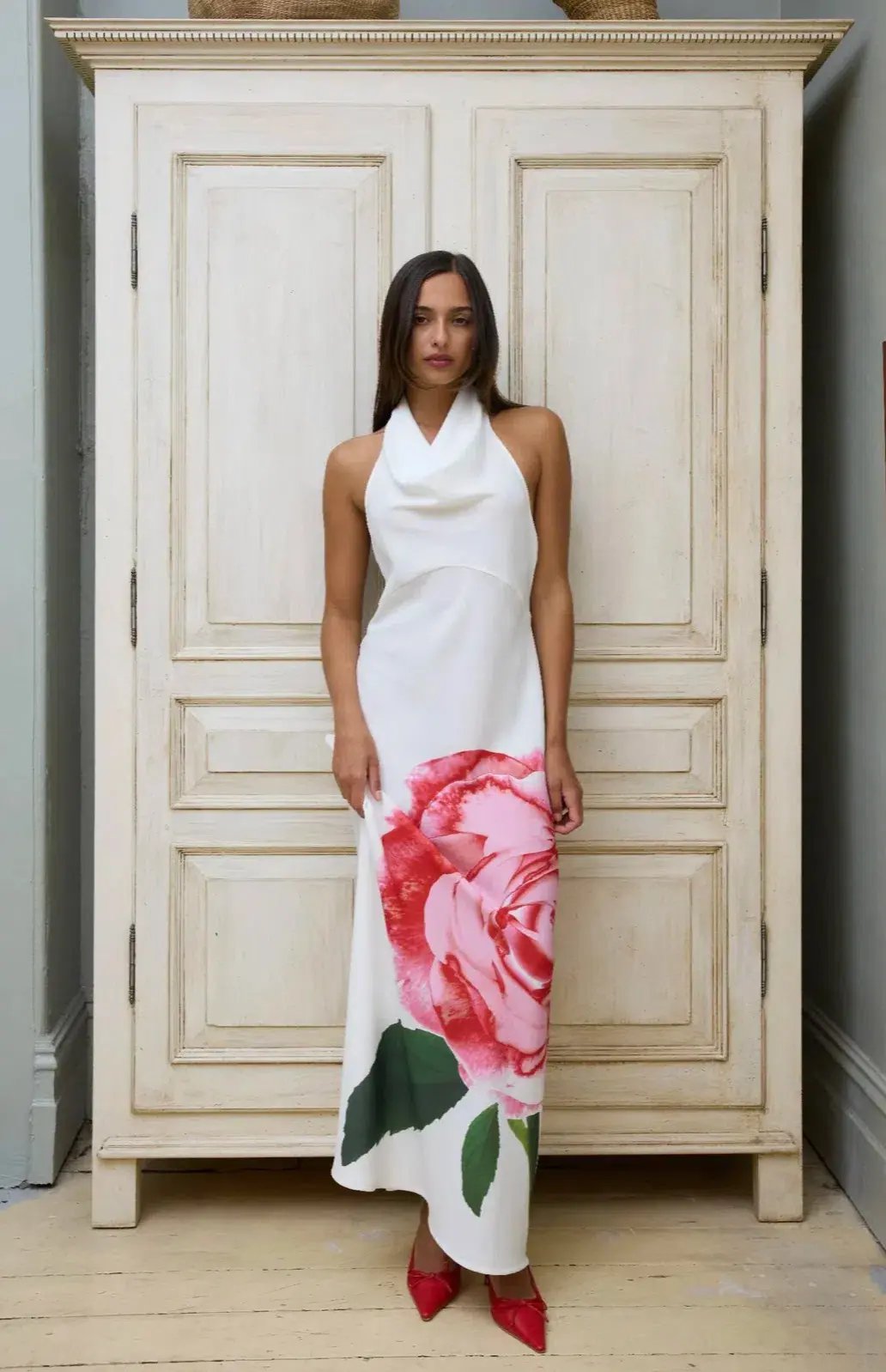 With Harper Lu Cowl Slip Dress White Rose Size XS / AU 6 photo 2