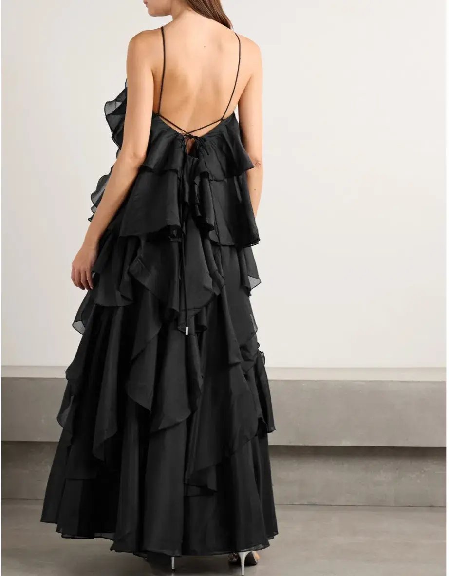 Aje Pandorea Layered Maxi Dress in Black Size 14 photo 3