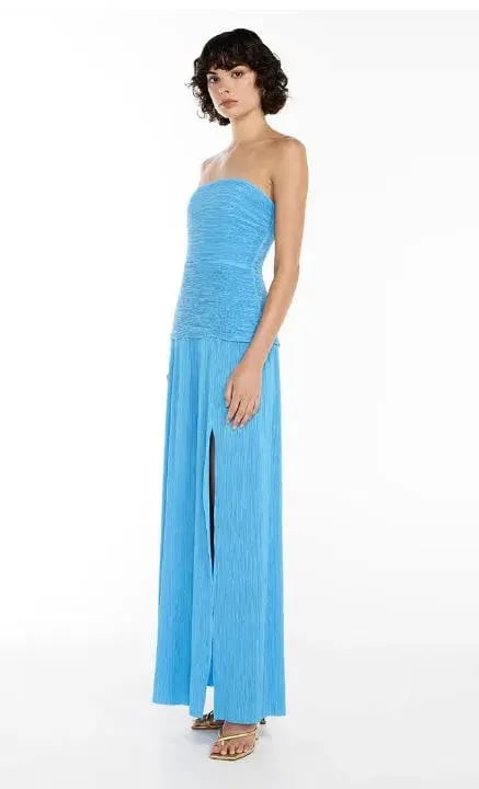 Manning Cartell Double Time Pleat Strapless Dress in Cerulean Blue Size 6 photo 4