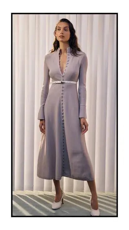 Scanlan Theodore Crepe Knit Button Polo Dress in Pale Mauve Size XS / Au 6 photo 3