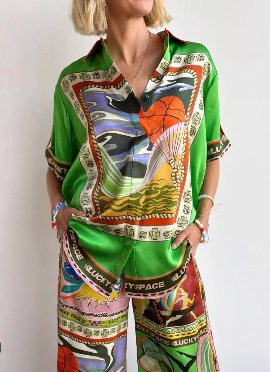 Alemais Lucky Pace Silk Shirt & Pant set size 12 photo 5