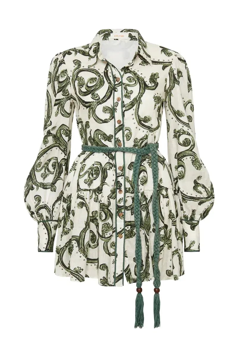 Kate Ford Zelie Short Shirt Dress Print Size 8 photo 6
