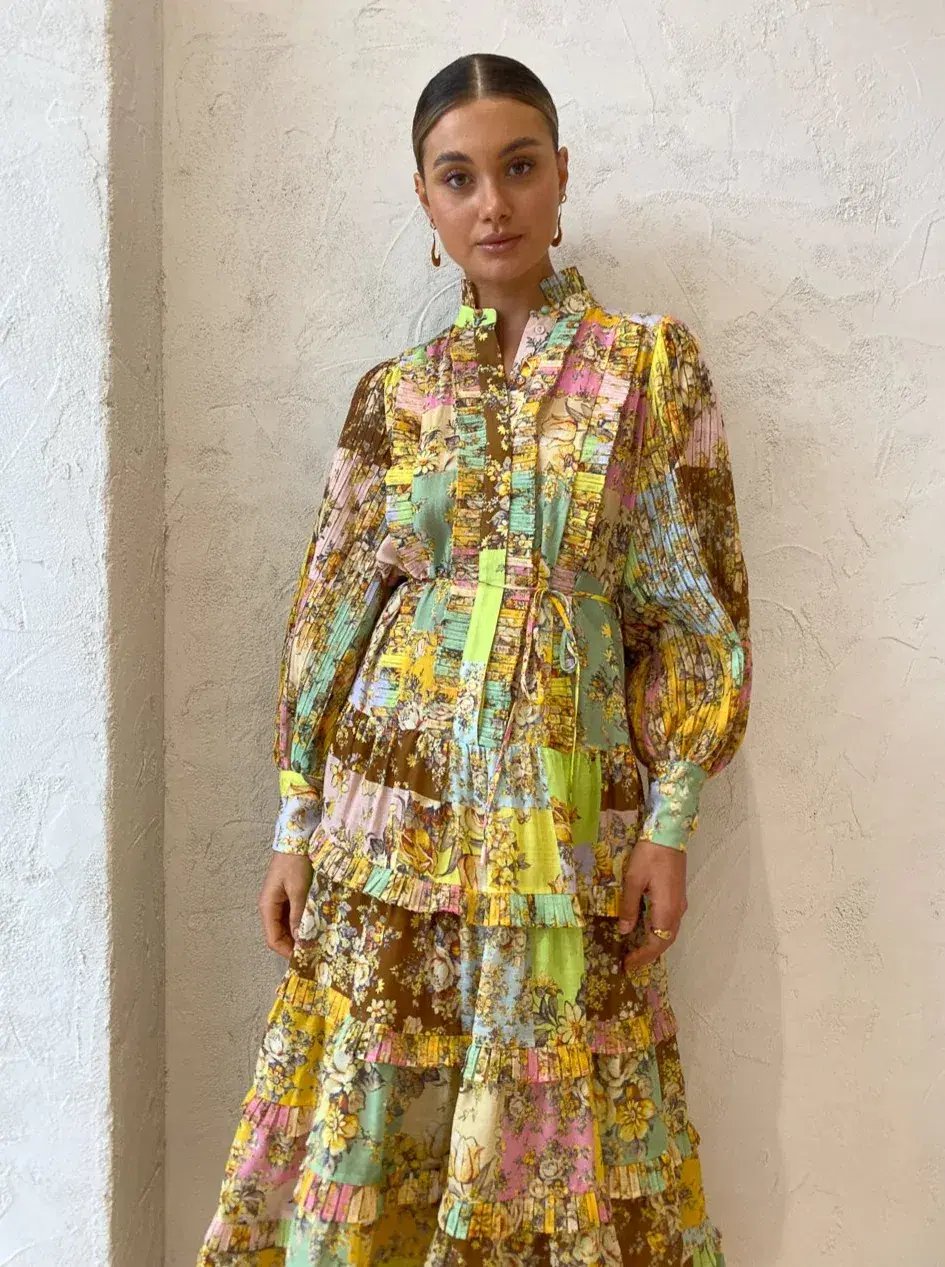 Alemais Matilde Pleat Shirt Dress Multi Size 8 photo 5