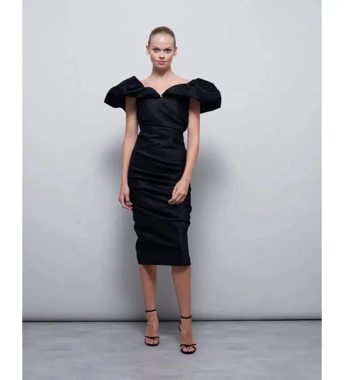 Rachel Gilbert Frey Midi Dress Black Size 14 photo 2
