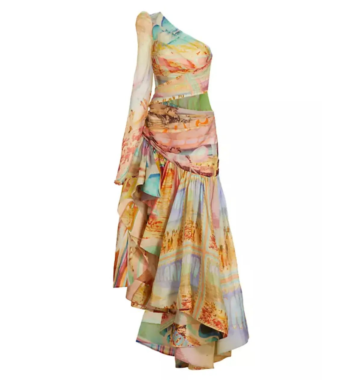 Zimmermann Tama Asymmetrical Dress in Poster Print Size 0 / AU 8 photo 4