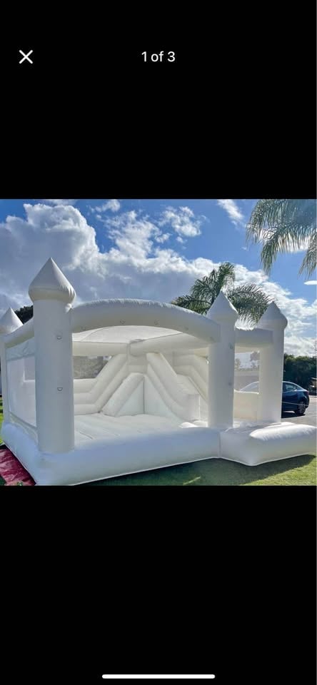 Luxe White Jumping castle for hire 5x5 photo 2