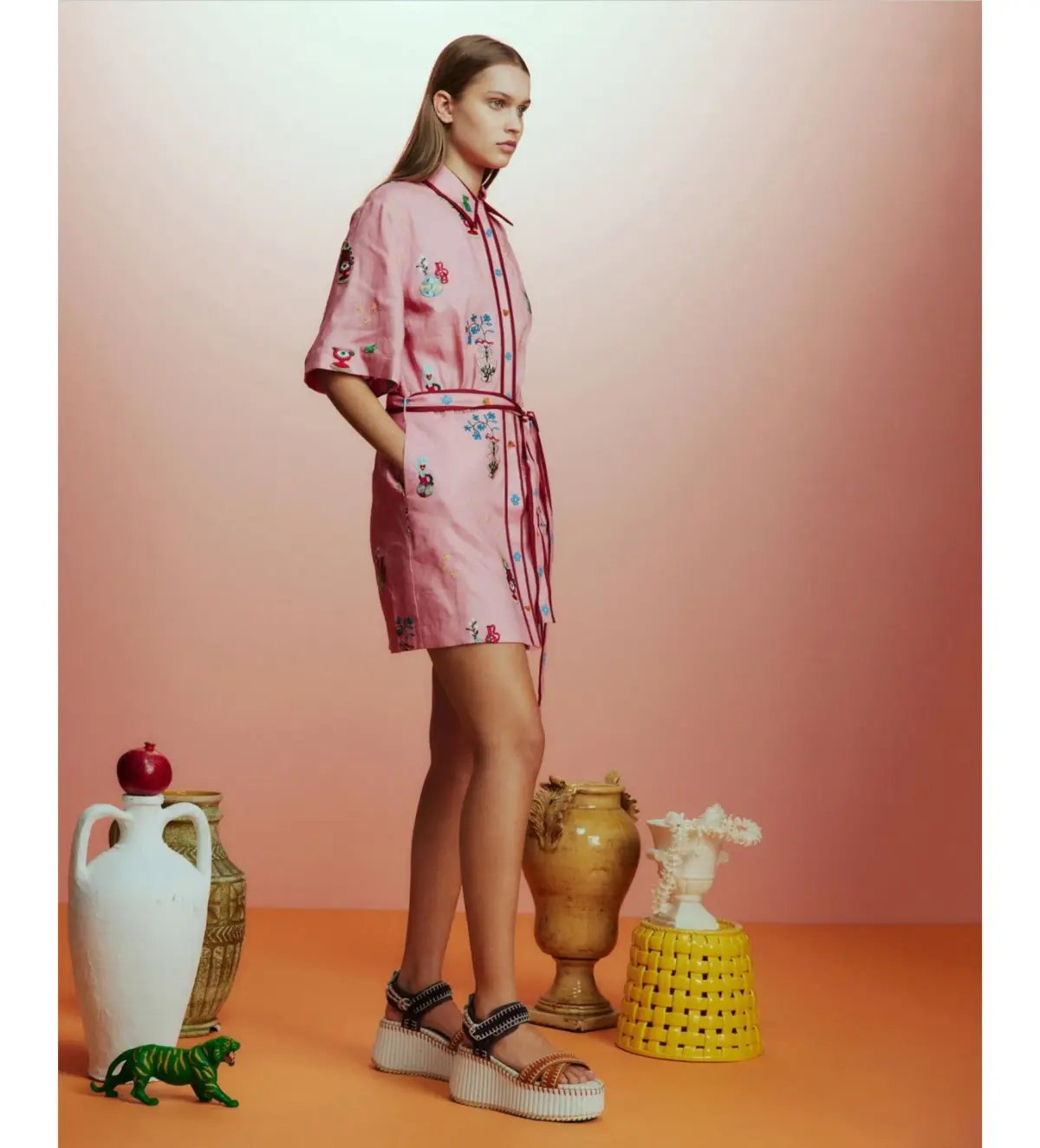 Alemais Timmy Embroidered Mini Dress Pink Size AU 10 photo 2
