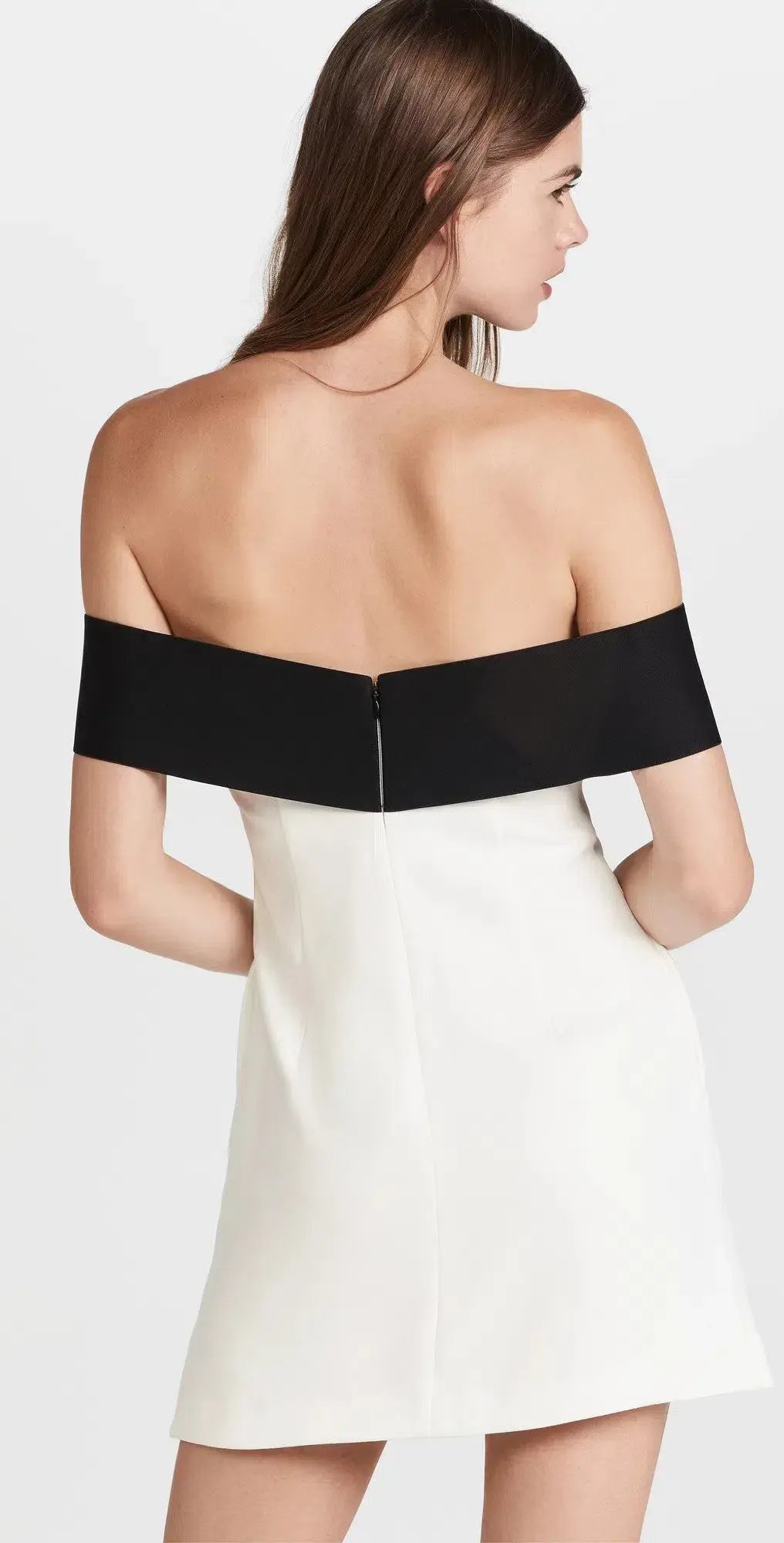 Self Portrait Off Shoulder Bow Mini Dress Black & White Size 12 photo 2
