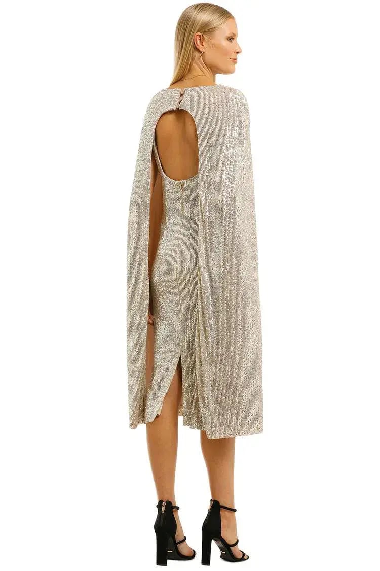 Trelise Cooper This Changes Everything Dress Champagne Sequins Beige Silver Size 12 photo 3