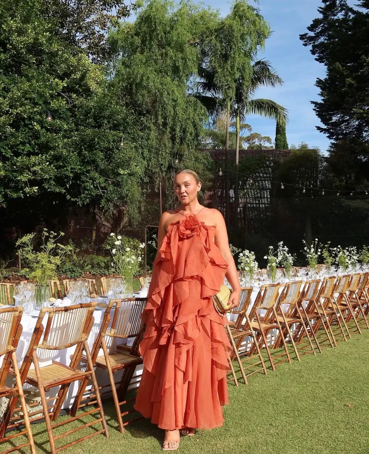 AJE Pandorea Layered Maxi Dress Coral Clay Size 10 photo 2