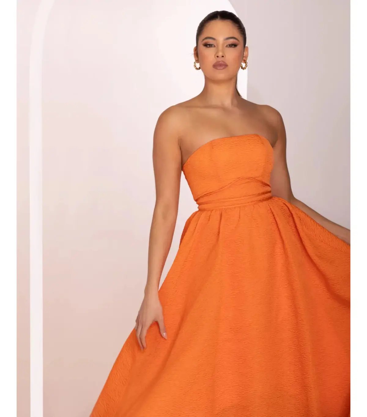 Pilgrim Adalyn Midi Dress in Orange Size AU 18 photo 6