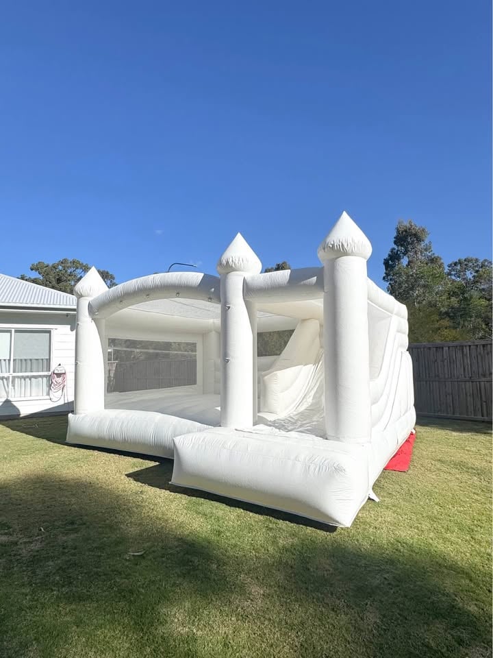Luxe White Jumping castle for hire 5x5 photo 7