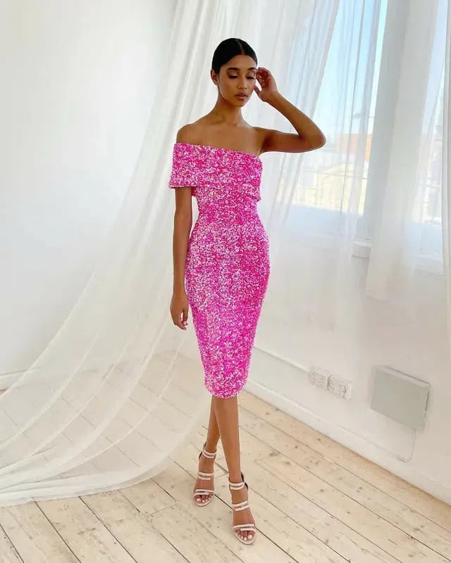 Eliya The Label Alyssa Sequin Midi Dress Pink Size S AU 8 photo 4