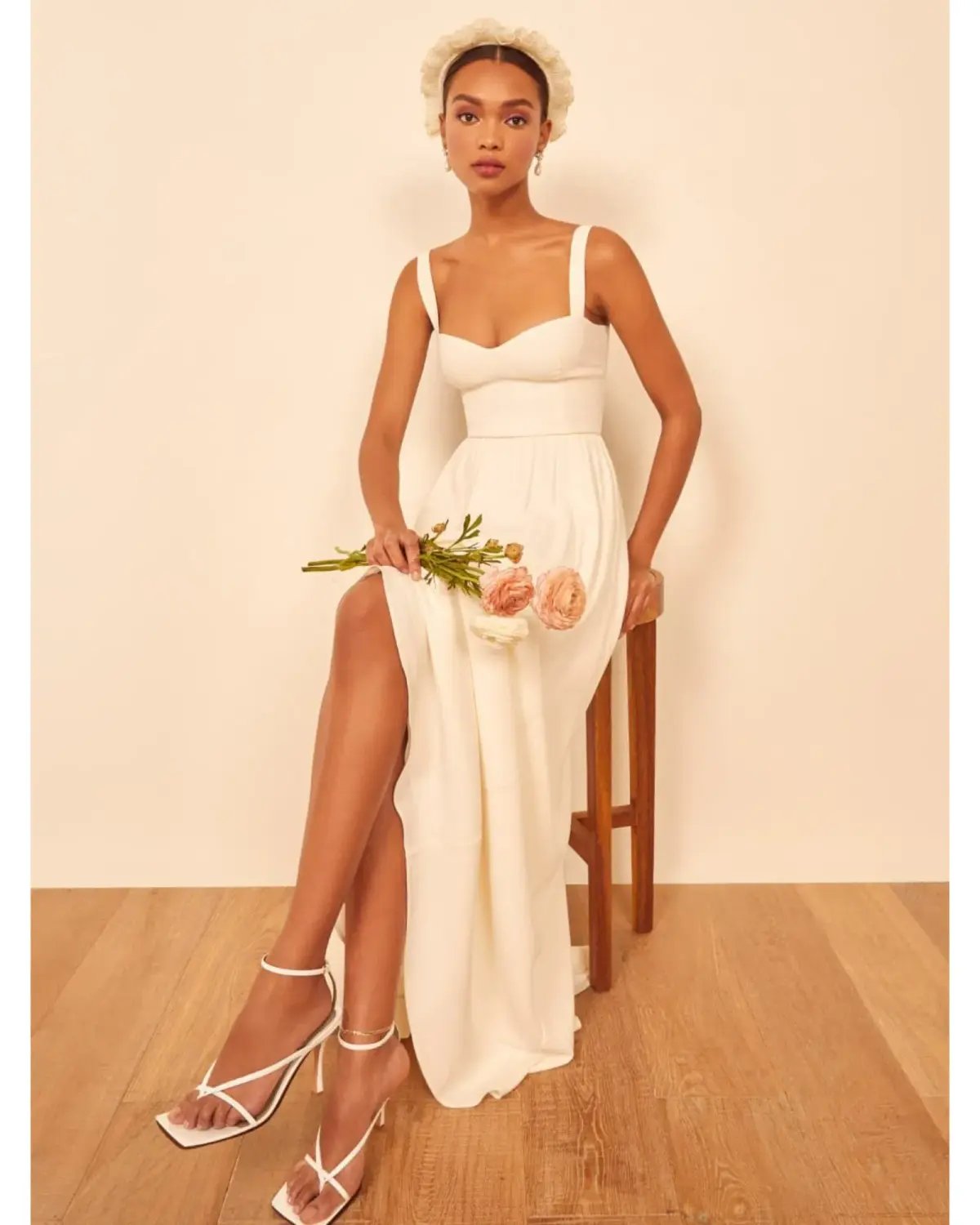 Reformation Hollyhock Dress Cream Size 6 photo 3