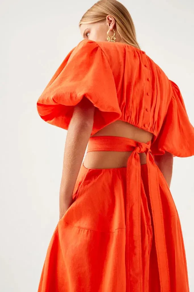 Aje Cosette Tie Back Midi Dress Orange Size 6 photo 5