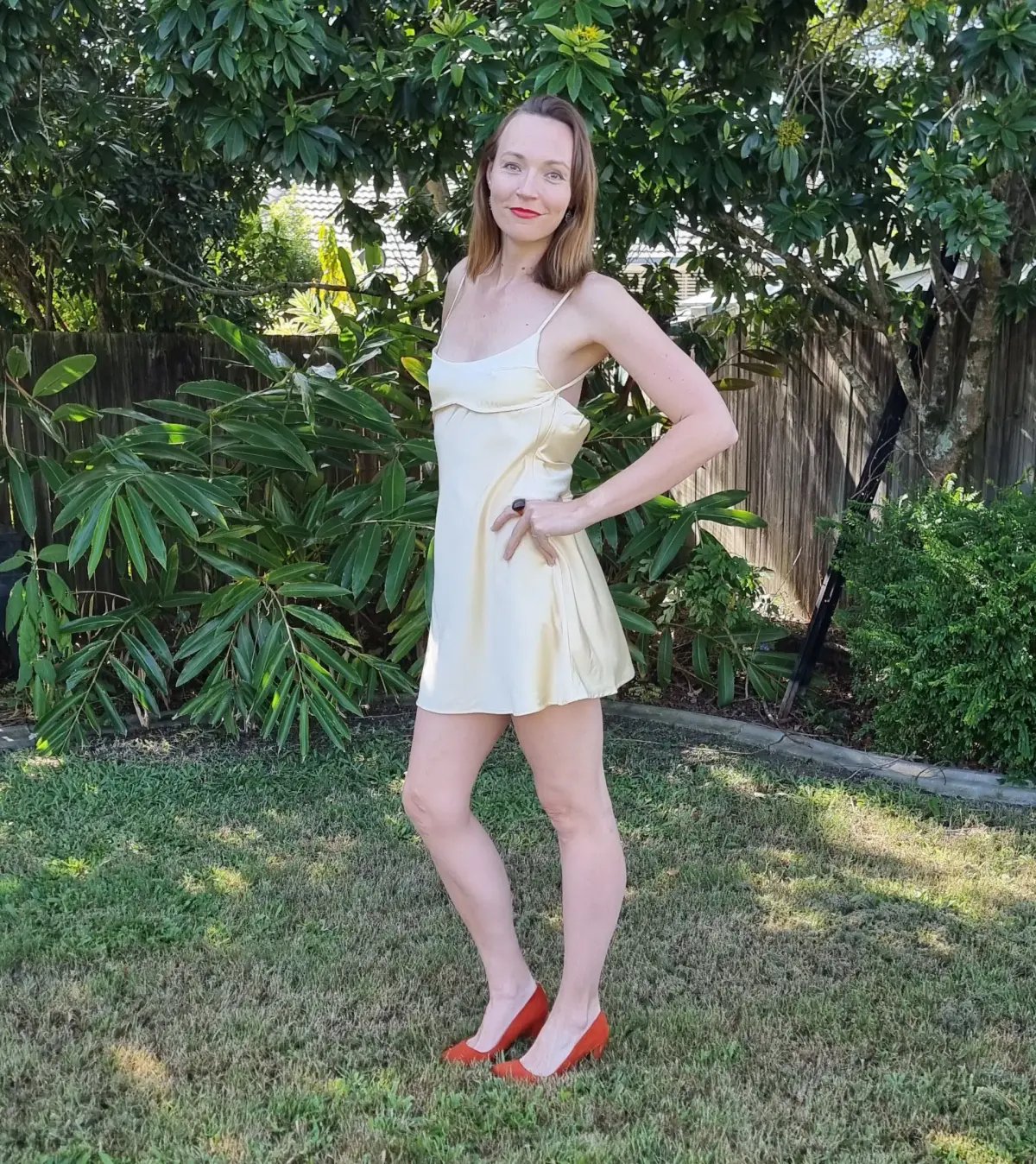 Dissh Greta Satin Mini Dress in Soft Yellow Size 14 photo 4