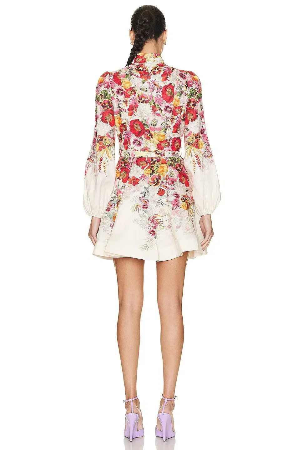 Zimmermann Wonderland Buttoned Mini Dress Poppy Ivory Borderize 2 / AU 12 photo 2