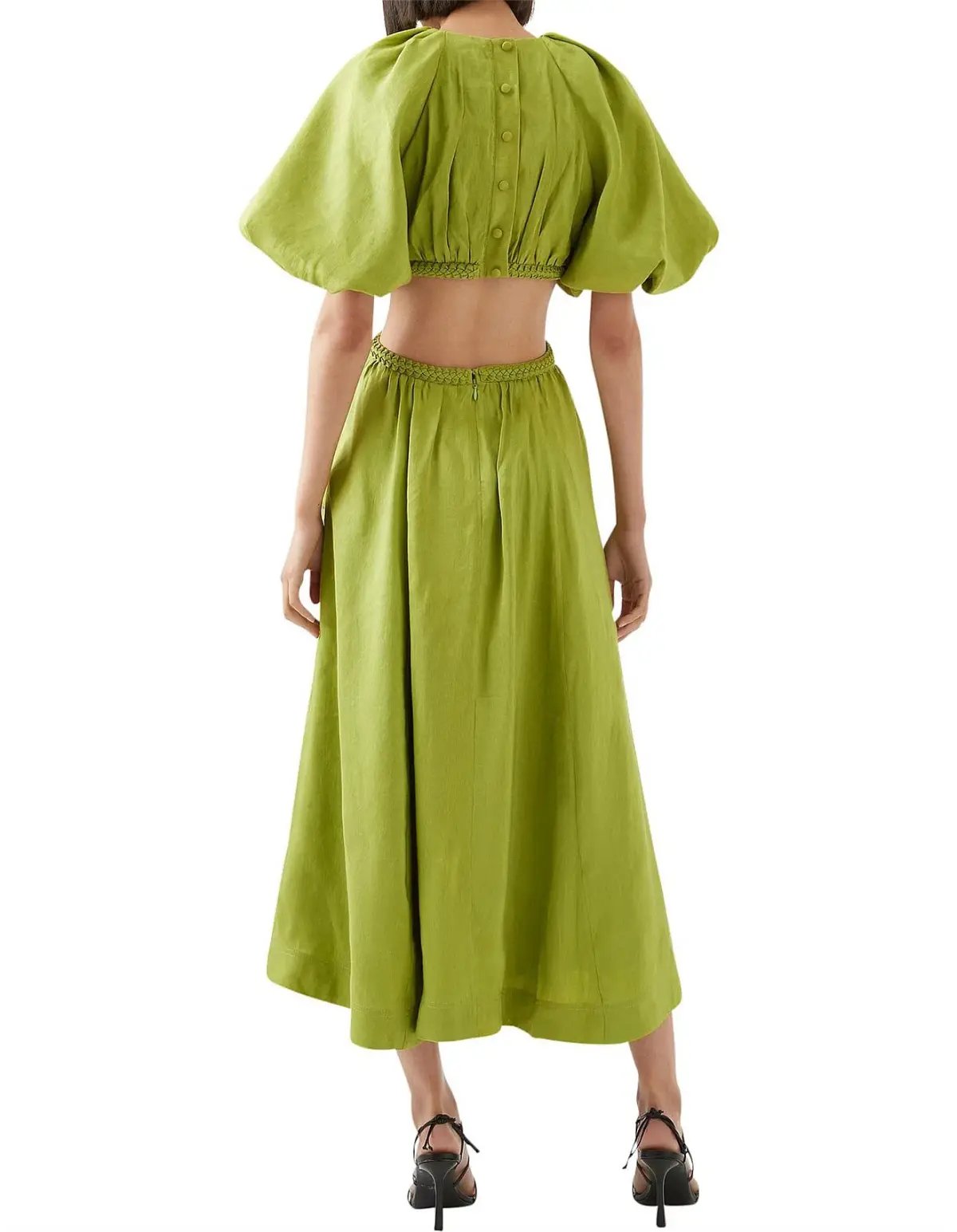 Aje Capucine Puff Sleeve Midi Dress Verdant Green Size M / AU 10 photo 5