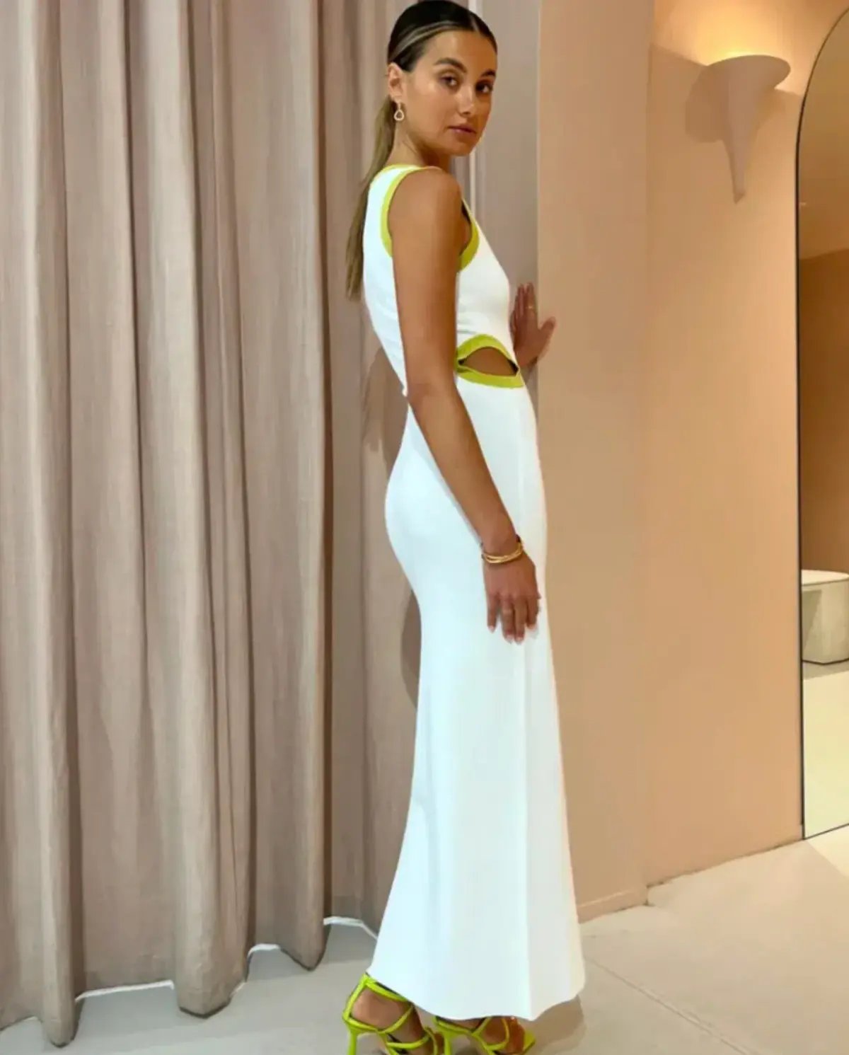 Sir the Label Evalina Cut Out Dress - Citrus/White - Size 1 (8) photo 3